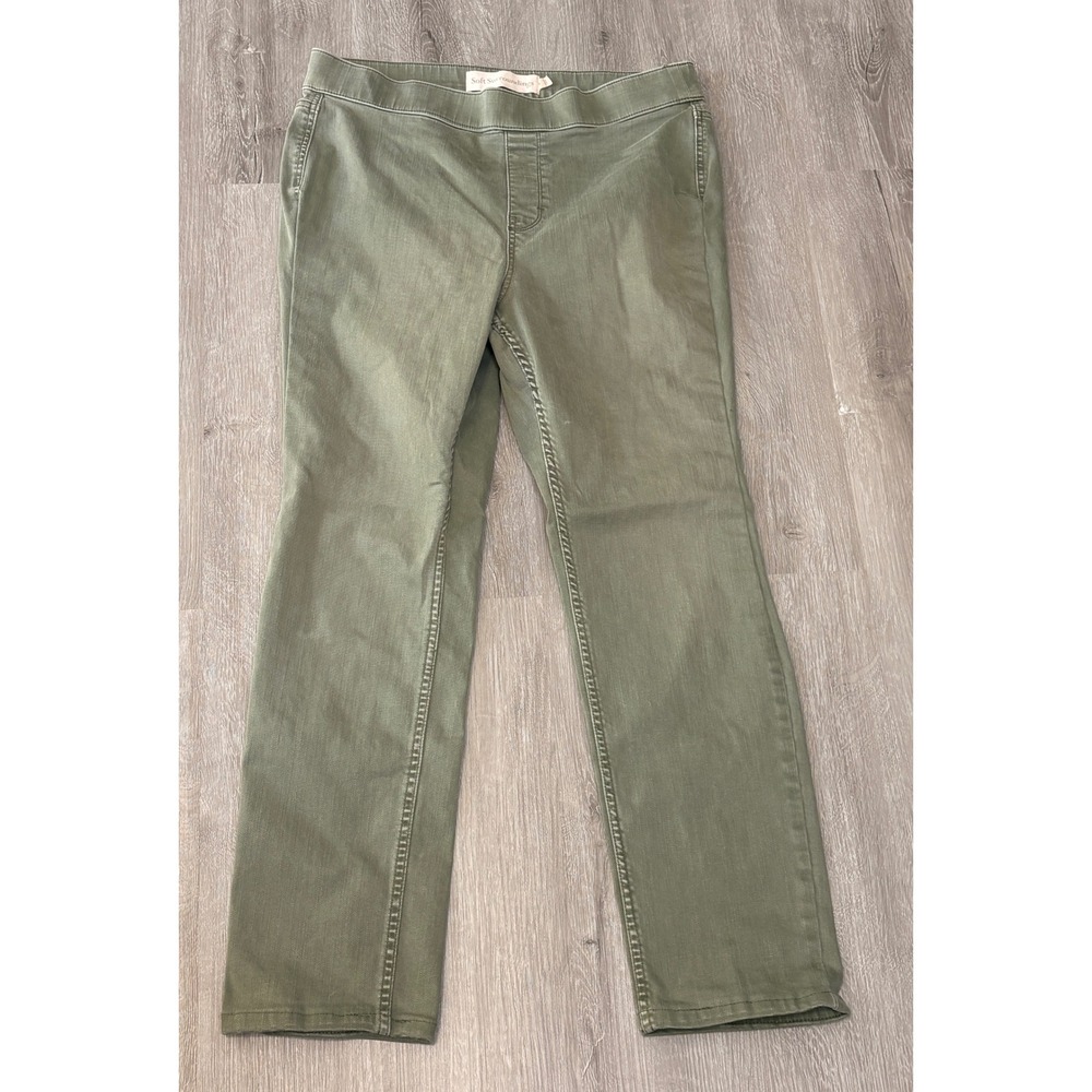 Soft Surroundings Olive Green Pull On Straight Leg Pants Womens Size Medium‎